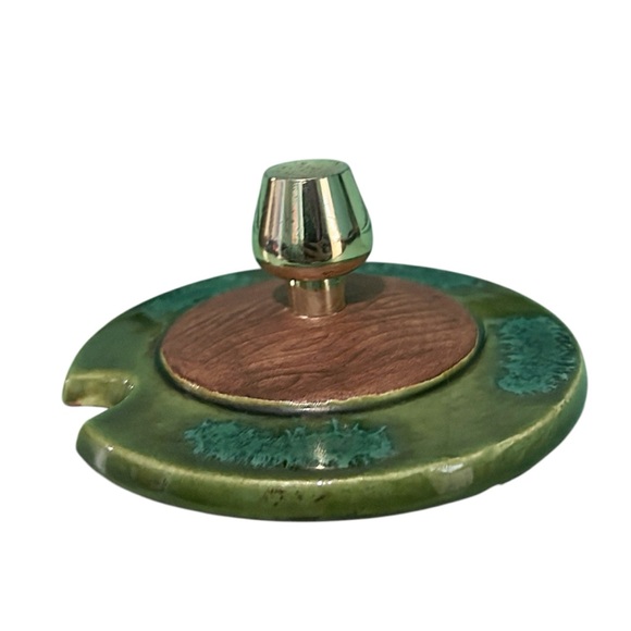 Vintage California Pottery 663 MCM Chip Dip Serving Platter Tray Ceramic Green - Picture 12 of 14